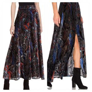 Free People Velvet Floral Burnout Slit Maxi